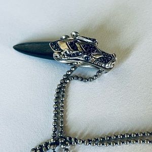 Authentic- JOHN HARDY Legends Naga Dragon & Black Obsidian Pendant Necklace
